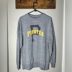 Majestic Mens Pittsburgh Pirate’s Grey Long Sleeve Crew Sweatshirt, Size XL